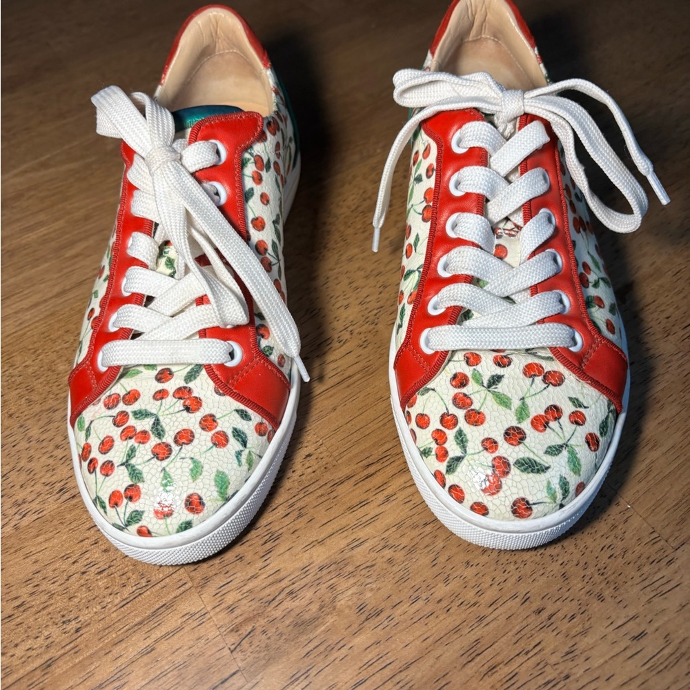 Red Bottom Cherry Print Christian Louboutin  Sneakers
